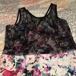 Multi colored/blk lace knee length dress